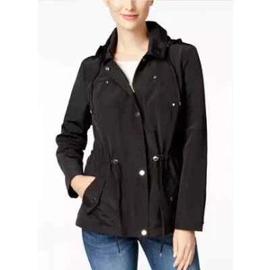 Charter Club Petite Water-Resistant Hooded Anorak Jacket Deep Black SZ PP - Picture 1 of 3