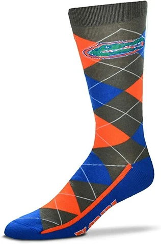 Florida Gators Charcoal Orange & Blue Argyle Lineup Deuce Crew Socks Cover