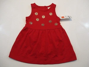 OSHKOSH B'GOSH Dress Girls Sz 9 mos Red Outfit w Diaper Cover Gold Sequins NWT - Picture 1 of 11