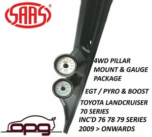 SAAS Pillar Pod Gauge Package for Toyota Landcruiser 70 Series Boost EGT Gauges - Picture 1 of 10