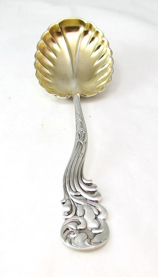 Frank Whiting Argento Sterling Marquise Bacca Casseruola Cucchiaio W Oro Lavare - Immagine 1 di 4
