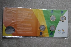 🧭 🇧🇷 BRAZIL 1 REAL 2016 OLYMPICS IN SEALED FOLDER B53 BX8-9 - Picture 1 of 4