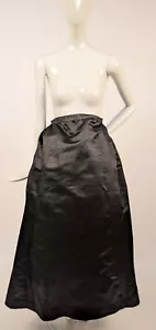 VICTORIAN 19TH C BLACK SILK SATIN BUSTLE SKIRT - Picture 1 of 5