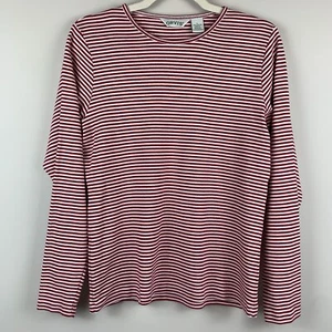 ORVIS Top Damen L weiß rot gestreift Langarm klassisches Henley Shirt 100% Baumwolle - Bild 1 von 10