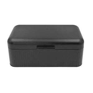 Large Bread Bin 15L Metal Black Loaf Bread Baked Storage Container Hinged Lid - Picture 1 of 6