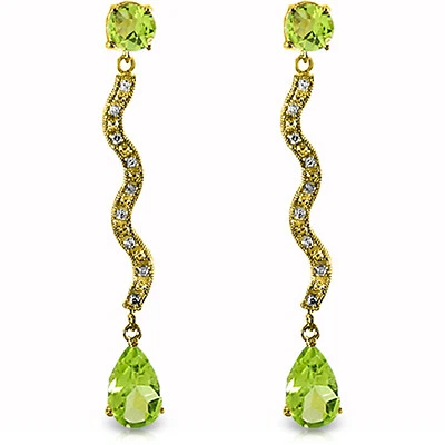 4.35 Carat 14K Solid Gold Earrings Diamond Peridot - Image 1 of 3