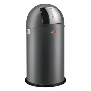 Wesco Abfallsammler Pushboy, Mülleimer, Abfalleimer, Stahlblech Graphit matt 50L - Bild 1 von 1
