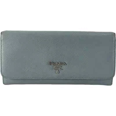 Prada Blue Lago Saffiano Metal Leather Continental Flap Wallet - Image 1 of 4