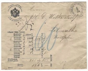 Tschechien Slowakei 1898 Wertbrief gefüllt mit Banknoten und Scheidemünzen Prag - Picture 1 of 2