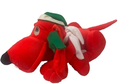 VTG Commonwealth Poinsetter 24" Plush Stuffed Red Puppy Hound Dog Xmas Toy 1986 - Image 1 of 4