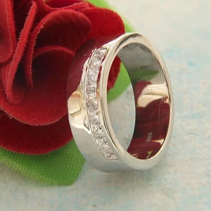 1.5 CT Princess Cut Zirconia Men's Wedding Band Ring For Gift 925 Silver Size 11 - Picture 1 of 9