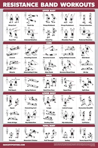 QUICKFIT Resistance Bands Workout Exercise Poster - Double Sided (Laminated, 18" - Picture 1 of 12