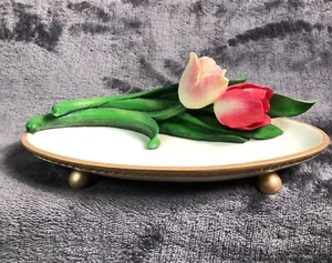 Buds N Bows Artisan Flair handbemalt Tulpe Deko Fußschale - Bild 1 von 9