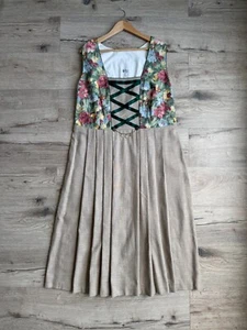 Vintage Trachten Rasp 80s Dirndl Dress Austrian German Flowers Print Women's - Picture 1 of 6