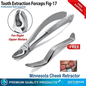 Pinzas de extracción dental figura 17 para molar superior derecho + retractor Minnesota gratis - Imagen 1 de 5