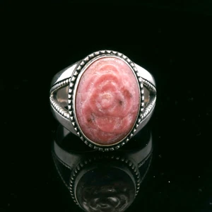 Sterling Silber 925 rosa Rose Kamee Ring - Größe 11 - 11,95 g - Bild 1 von 9