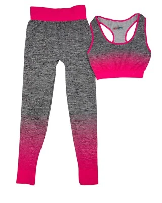 Conjunto deportivo de entrenamiento de 2 piezas para mujer + leggings yoga gimnasio correr - rosa Foto 1 de 3