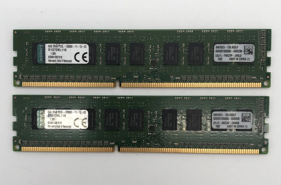 KINGSTON D1G72KL110 - 16 GB (2X8 GB) - PC3L-12800E - DDR3 RAM - Bild 1 von 1