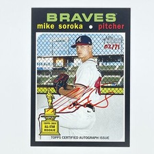 2020 Topps Heritage Real One Autographs Red Ink Mike Soroka Auto /71 #ROA-MS
