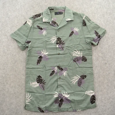 Camisa Onia Para Hombre Pequeña Verde Abotonada Floral Manga Corta Hawaiana Aloha Foto 1 de 4
