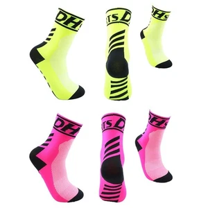 2 Paia Calzini Pro Ciclismo Strada Bici Equitazione Sport Calzini Caviglia Verde Rosa - Foto 1 di 13