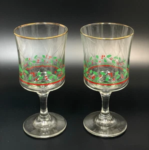 ARBY'S 1985 WEIHNACHTSGLAS SET STECHPALME BEERE STIELKELCHE GLÄSER 2er SET - Bild 1 von 19