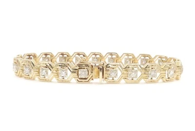 Elegante brazalete de tenis de oro amarillo de 14 quilates con diamantes redondos de 0,52 quilates de 7" Foto 1 de 4