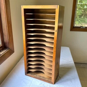 Vintage Wooden Desk Organizer Mid-Century Office Storage Media Storage - Picture 1 of 6