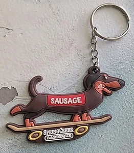 Spring Creek Barbeque Keychain Sausage Dachshund Dog Promo Merchandise Clip 3" - Picture 1 of 3