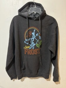 Lane Frost Hoodie Mens Medium Western Gray Neon Cactus Bull Rider Pullover *Flaw - Picture 1 of 14
