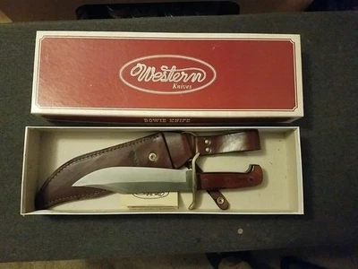 NOS VINTAGE WESTERN W47 MEDIUM BOWIE KNIFE BOX LEATHER SHEATH  - Image 1 of 3