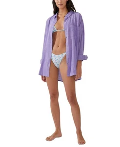 Cotton On Women's Swing Beach Cover Up Shirt (Ariel Purple, Large) - Picture 1 of 4