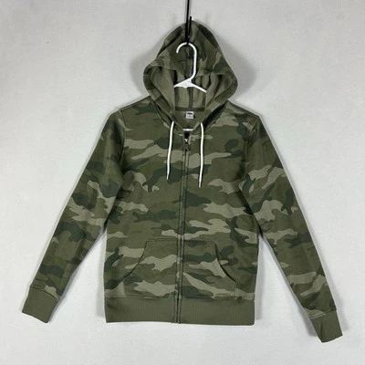 Sudadera con Capucha Old Navy Manga Larga Cremallera Completa Para Mujer XS Verde Ejército Camuflaje Cordón Bolsillo Foto 1 de 4