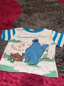 Camisa de bebé vintage 1988 JC Penney Sesame Street Cookie Monster AOP niño talla 4 - Imagen 1 de 8