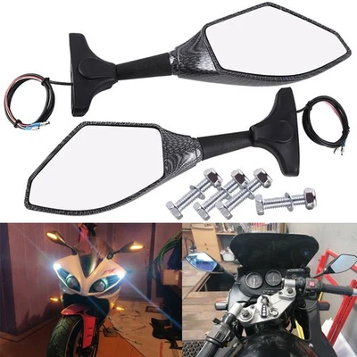 Espejos retrovisores LED intermitentes para Kawasaki Ninja 300 ZX1000 ZX7 ZX600 ZX6R Foto 1 de 4