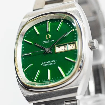 TV para hombre OMEGA Seamaster Cal.1020 AT verde 34 mm sin tarifas *OH reparado* de colección Foto 1 de 4