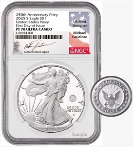2025-S ASE 250th ANNIVERSARY OF THE NAVY PRIVY PF70 FIRST DAY ISSUE GAUDIOSO - Picture 1 of 2