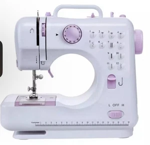 Mini Portable Sewing Machine Electric 12 Stitch Multi-Function White Purple - Picture 1 of 7