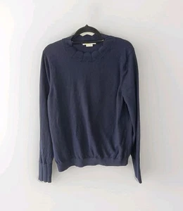 BODEN Dark Blue Pullover Knit Size 18 Scalloped Edge Long Sleeve Cute - Picture 1 of 9