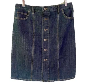 Talbots Jean Skirt Size 12 Stretch Denim Button Front Skirt, Excellent Condition - Picture 1 of 8