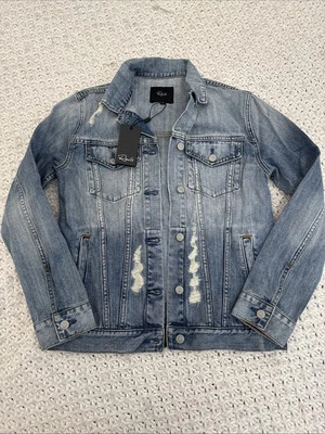 Rails Women's Size Xs Distressed Ripped Relaxed Denim Trucker Jean Jacket - Image 1 of 4