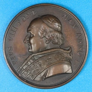 PIO VIII MEDAGLIA 1829 POSSESSO DEL LATERANO BRONZO MEDAGLIE DA COLLEZIONE qFDC - Foto 1 di 2