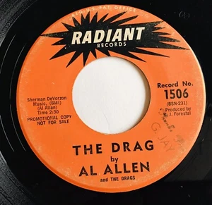 Al Allen Dreamin' The Drag Promo Hot Rod Surf Drag VG/VG+ 1962 Radiant - Imagen 1 de 4