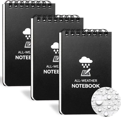 Waterproof Notebook 3 X 5 Mini Spiral Notepad Weatherproof Police Notepad 100 Li - Image 1 of 4