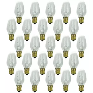 25 Pack Sunlite 10C7/CL Incand 10-Watt Candelabra Based C7 Night Bulb Clear - Picture 1 of 1