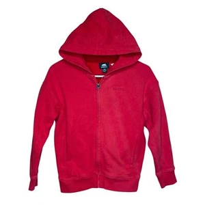 Roots Hoodie Zip Up Classic Solid Red Organic Cotton Polyester Unisex Size 10 - Picture 1 of 8