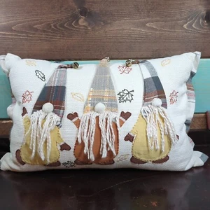Celerie Kemble Cotton Linen Lumbar Pillow Embroidery Gnome Appliques Autumn Fall - Picture 1 of 12