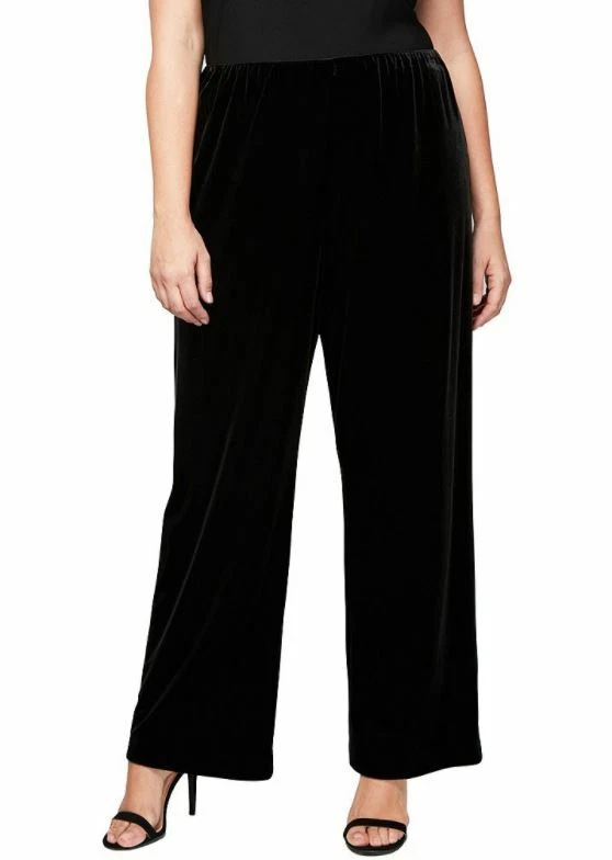 Pantalones Alex Evenings Terciopelo Negro Pierna Ancha S Foto 1 de 4