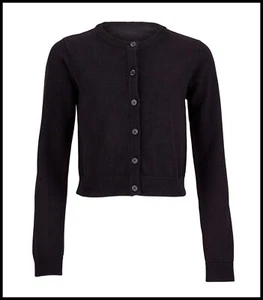 Mädchen schwarz Schule Strickjacke Schuluniform kürzere Taille Länge Top 5-6 Jahre NEU - Bild 1 von 1