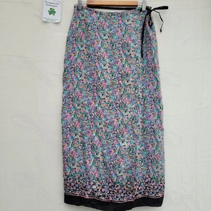Liz Claiborne Long Wrap Skirt Women Size M Multicolour Floral Lined - Picture 1 of 10
